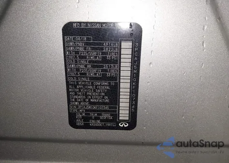 2019 Infiniti Qx50 Essential z USA, uszkodzony, nr VIN 3PCAJ5M10KF107345